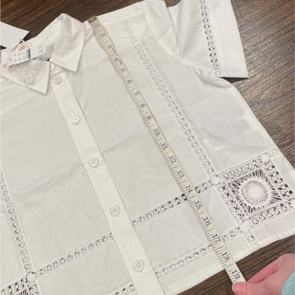 NWT J.Crew Women's Sz 0 White Gamine Eyelet-Trim Shirt Cotton Embroidered CK076 - Picture 6 of 8